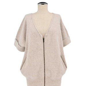 FRENCH CONNECTION Womens Beige Angora Rabbit Hair Sweater Zip Front Size Medium